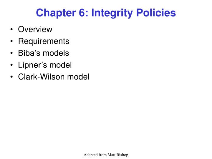 chapter 6 integrity policies
