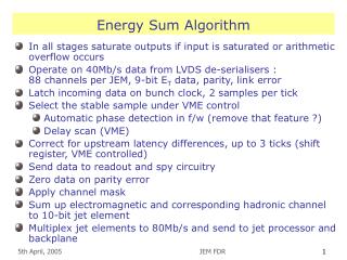 Energy Sum Algorithm