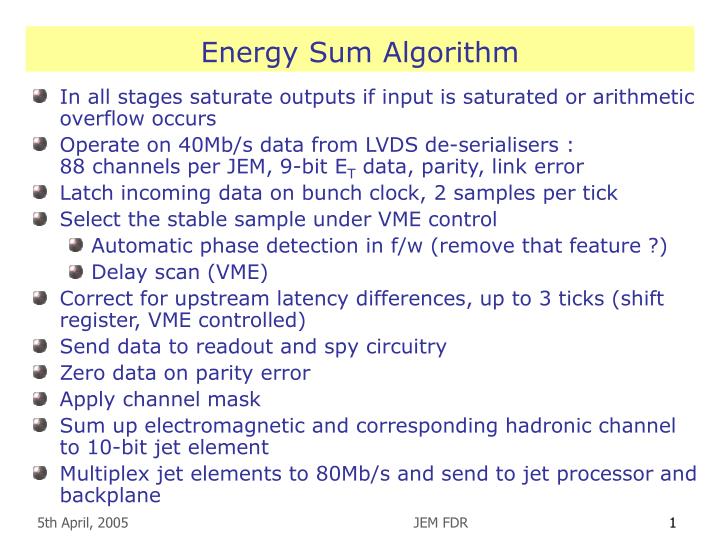 energy sum algorithm