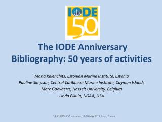 The IODE Anniversary Bibliography: 50 years of activities