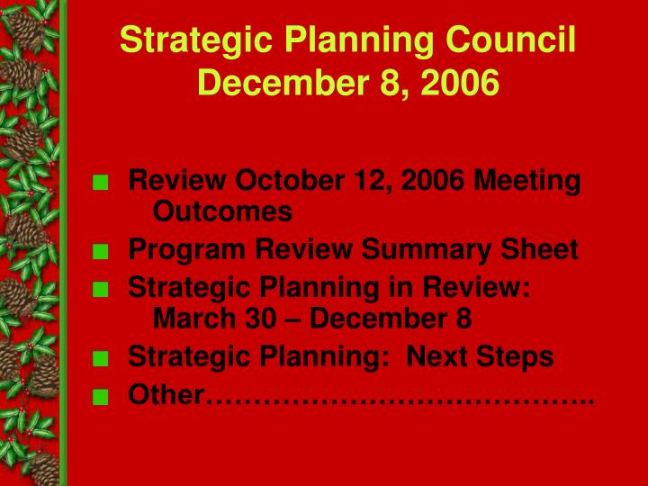 strategic planning council december 8 2006