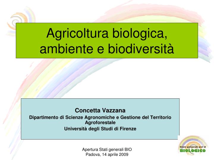 agricoltura biologica ambiente e biodiversit