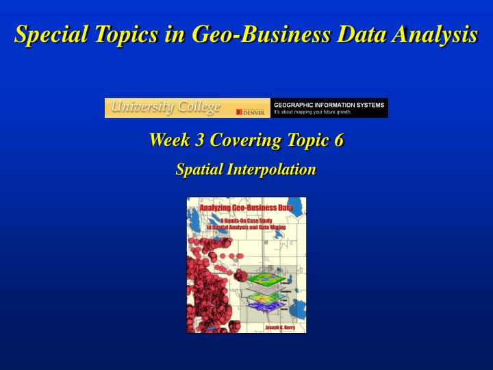 special topics in geo business data analysis