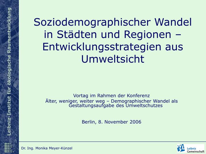 soziodemographischer wandel in st dten und regionen entwicklungsstrategien aus umweltsicht