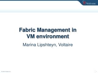 Fabric Management in VM environment Marina Lipshteyn, Voltaire