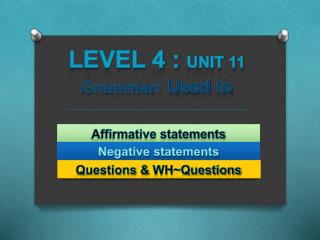 Level 4 : Unit 11