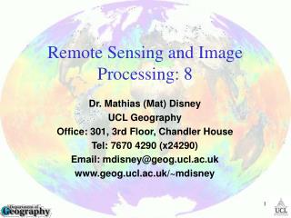 Remote Sensing and Image Processing: 8