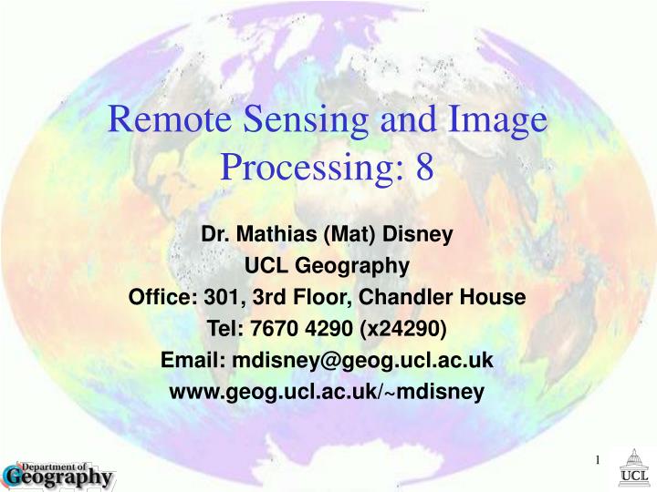 remote sensing and image processing 8