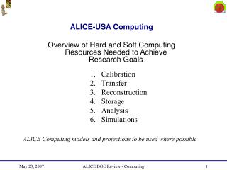 ALICE-USA Computing Overview of Hard and Soft Computing Resources Needed to Achieve Research Goals