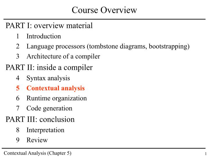 course overview