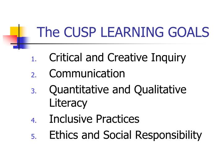 the cusp learning goals