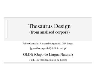Thesaurus Design (from analised corpora)