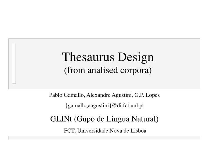 thesaurus design from analised corpora
