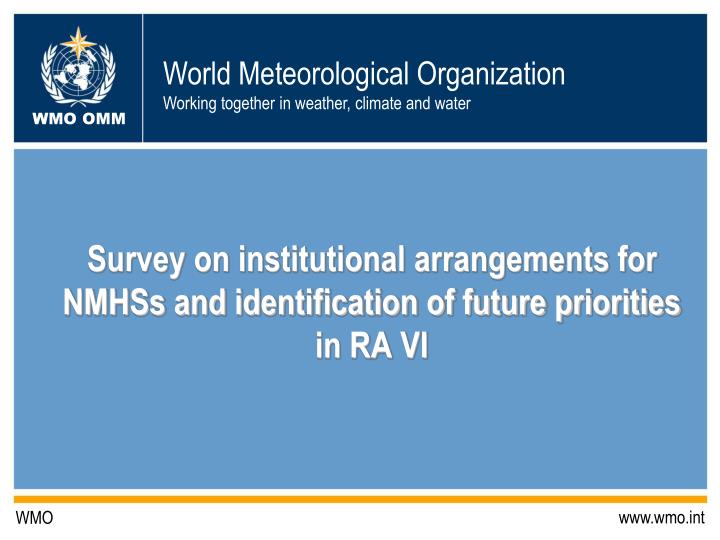 survey on institutional arrangements for nmhss and identification of future priorities in ra vi