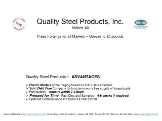 Quality Steel Products :: ADVANTAGES