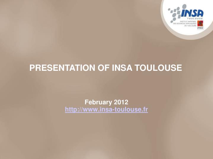 february 2012 http www insa toulouse fr
