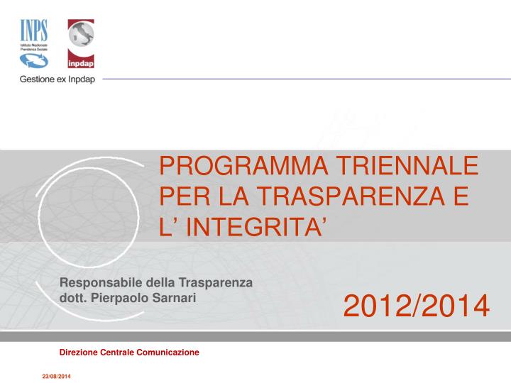 programma triennale per la trasparenza e l integrita 2012 2014