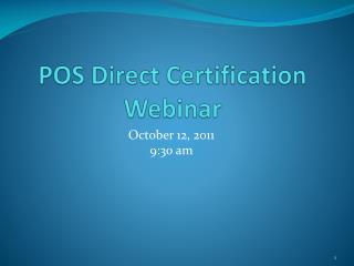 POS Direct Certification Webinar