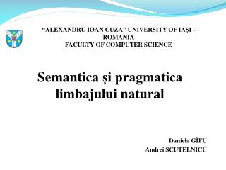 semantica i pragmatica limbajului natural daniela g fu andrei scutelnicu