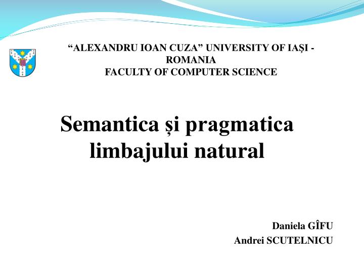 semantica i pragmatica limbajului natural daniela g fu andrei scutelnicu