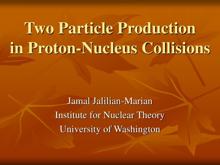 two particle production in proton nucleus collisions