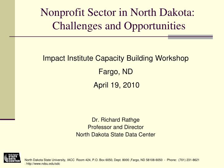 nonprofit sector in north dakota challenges and opportunities