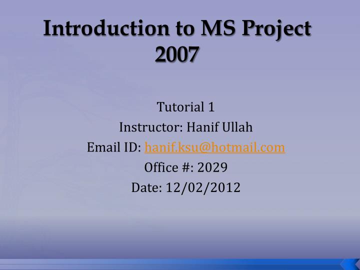 introduction to ms project 2007