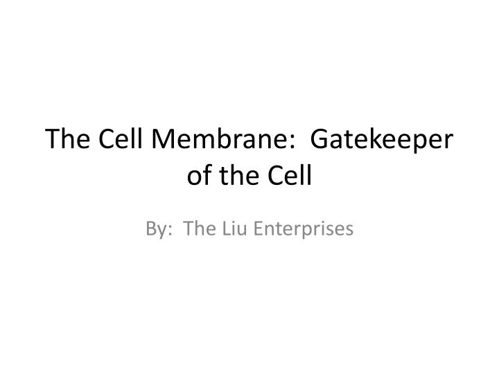 the cell membrane gatekeeper of the cell