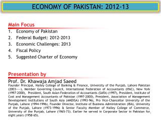 ECONOMY OF PAKISTAN: 2012-13