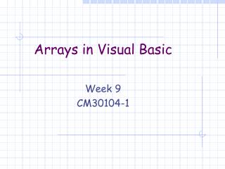 Arrays in Visual Basic