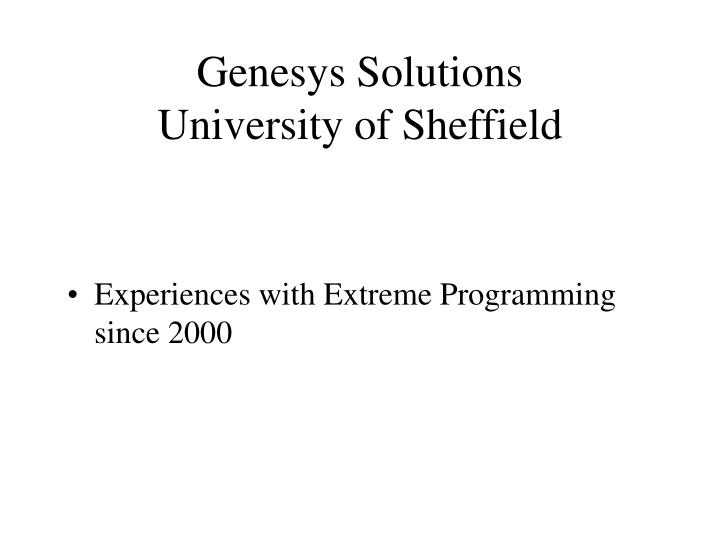 genesys solutions university of sheffield