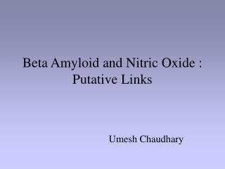 Beta Amyloid and Nitric Oxide : Putative Links