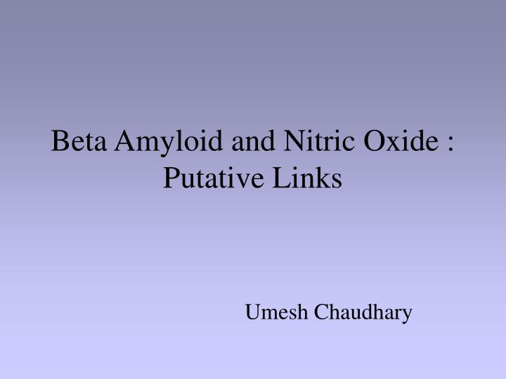 beta amyloid and nitric oxide putative links