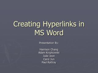 Creating Hyperlinks in MS Word