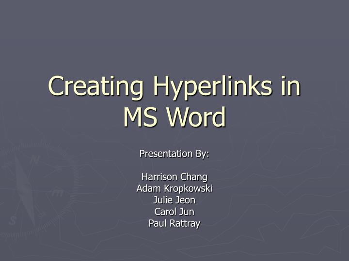 creating hyperlinks in ms word