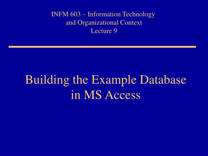building the example database in ms access
