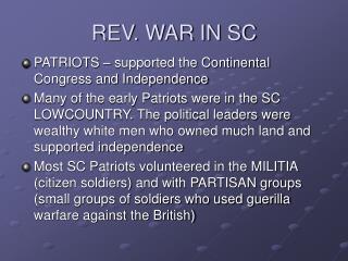 REV. WAR IN SC