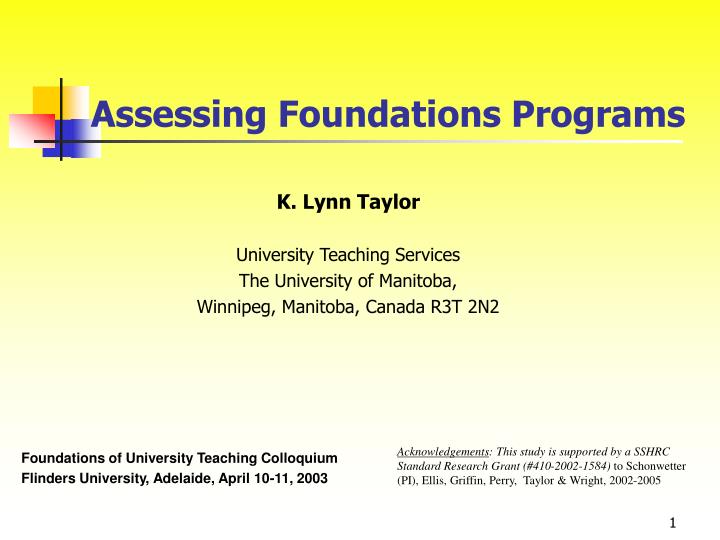 assessing foundations programs