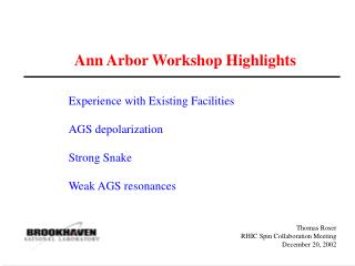 Ann Arbor Workshop Highlights