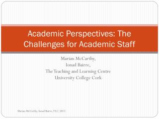 Academic Perspectives: The Challenges for Academic Staff