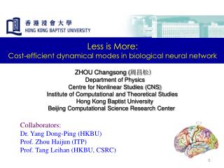 ZHOU Changsong ( ???? Department of Physics Centre for Nonlinear Studies (CNS)