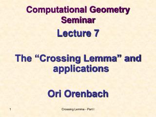 Computational Geometry Seminar