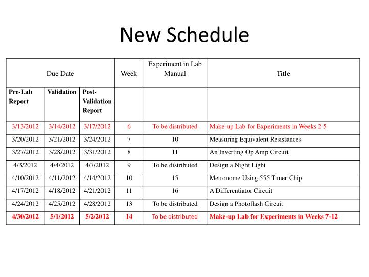 new schedule