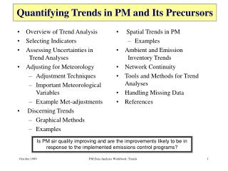 Quantifying Trends in PM and Its Precursors