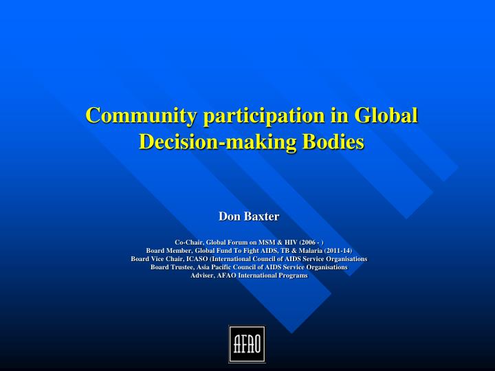 community participation in global decision making bodies