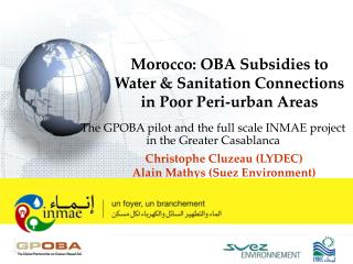 Morocco: OBA Subsidies to Water &amp; Sanitation Connections in Poor Peri-urban Areas
