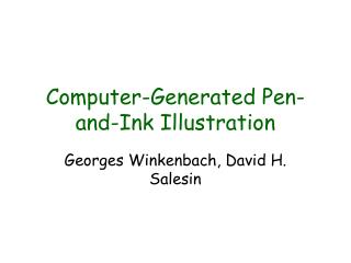 Computer-Generated Pen-and-Ink Illustration