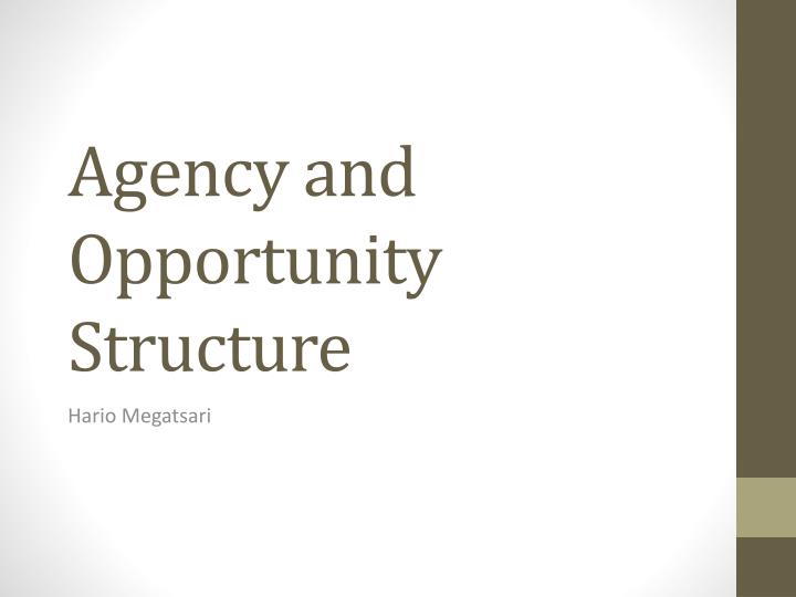 agency and opportunity structure