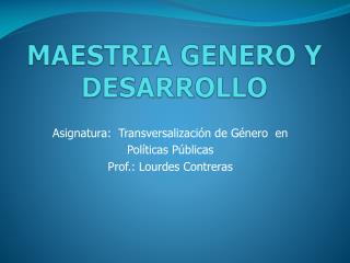 maestria genero y desarrollo