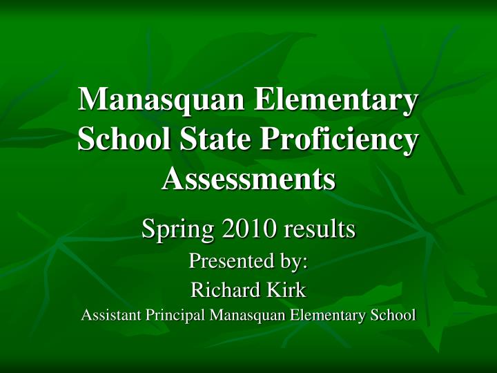 manasquan elementary school state proficiency assessments
